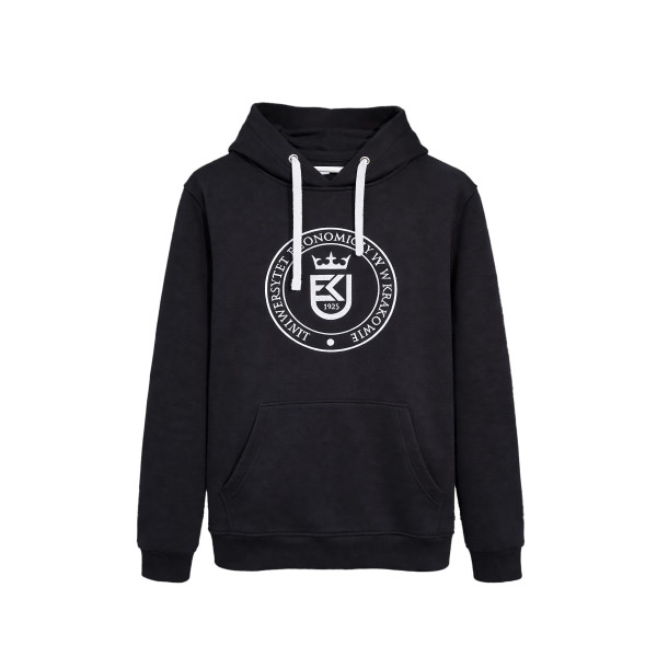 Bluza z kapturem. Czarna z dużym logo UEK